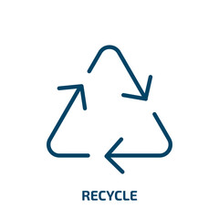 Poster - recycle icon from ecology collection. Thin linear recycle, nature, energy outline icon isolated on white background. Line vector recycle sign, symbol for web and mobile