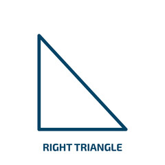 Poster - right triangle icon from education collection. Thin linear right triangle, triangle, right outline icon isolated on white background. Line vector right triangle sign, symbol for web and mobile