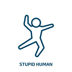 Poster - stupid human icon from feelings collection. Thin linear stupid human, human, stupid outline icon isolated on white background. Line vector stupid human sign, symbol for web and mobile