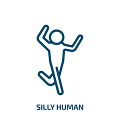 Poster - silly human icon from feelings collection. Thin linear silly human, character, funny outline icon isolated on white background. Line vector silly human sign, symbol for web and mobile