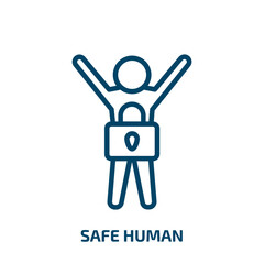 Poster - safe human icon from feelings collection. Thin linear safe human, safe, human outline icon isolated on white background. Line vector safe human sign, symbol for web and mobile