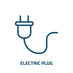 Poster - electric plug icon from general collection. Thin linear electric plug, cable, energy outline icon isolated on white background. Line vector electric plug sign, symbol for web and mobile