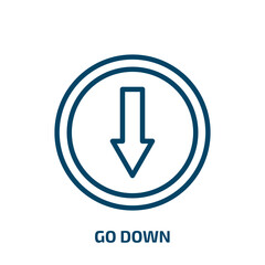 Poster - go down icon from hotel and restaurant collection. Thin linear go down, down, business outline icon isolated on white background. Line vector go down sign, symbol for web and mobile