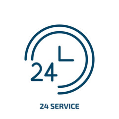 Poster - 24 service icon from hotel and restaurant collection. Thin linear 24 service, service, 24 outline icon isolated on white background. Line vector 24 service sign, symbol for web and mobile