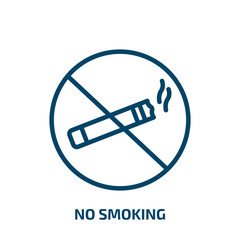Poster - no smoking icon from hotel and restaurant collection. Thin linear no smoking, no, cigarette outline icon isolated on white background. Line vector no smoking sign, symbol for web and mobile