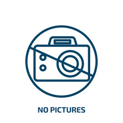 Poster - no pictures icon from hotel and restaurant collection. Thin linear no pictures, photo, picture outline icon isolated on white background. Line vector no pictures sign, symbol for web and mobile