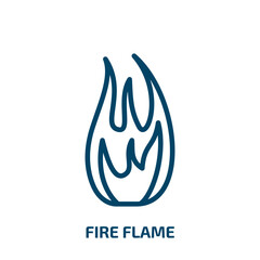 Poster - fire flame icon from nature collection. Thin linear fire flame, fire, flame outline icon isolated on white background. Line vector fire flame sign, symbol for web and mobile