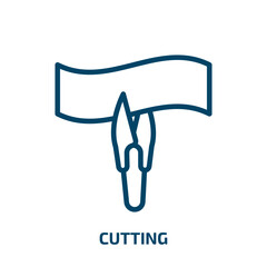 Poster - cutting icon from sew collection. Thin linear cutting, food, hat outline icon isolated on white background. Line vector cutting sign, symbol for web and mobile