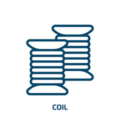 Poster - coil icon from sew collection. Thin linear coil, equipment, industry outline icon isolated on white background. Line vector coil sign, symbol for web and mobile