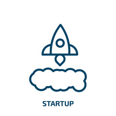 Poster - startup icon from success collection. Thin linear startup, business, marketing outline icon isolated on white background. Line vector startup sign, symbol for web and mobile