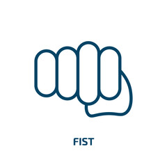 Poster - fist icon from success collection. Thin linear fist, human, hand outline icon isolated on white background. Line vector fist sign, symbol for web and mobile
