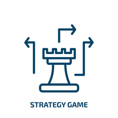 Poster - strategy game icon from startup stategy and success collection. Thin linear strategy game, game, strategy outline icon isolated on white background. Line vector strategy game sign, symbol for web and