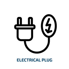 Poster - electrical plug icon from technology collection. Thin linear electrical plug, cable, energy outline icon isolated on white background. Line vector electrical plug sign, symbol for web and mobile