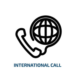 Poster - international call icon from technology collection. Thin linear international call, international, call outline icon isolated on white background. Line vector international call sign, symbol for web