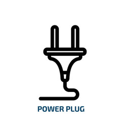 Poster - power plug icon from technology collection. Thin linear power plug, plug, power outline icon isolated on white background. Line vector power plug sign, symbol for web and mobile