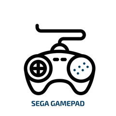 Poster - sega gamepad icon from technology collection. Thin linear sega gamepad, game, play outline icon isolated on white background. Line vector sega gamepad sign, symbol for web and mobile