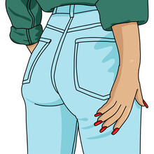 Illustration Of A Woman Wearing Jeans