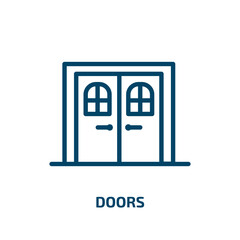 Poster - doors icon from tools and utensils collection. Thin linear doors, door, entrance outline icon isolated on white background. Line vector doors sign, symbol for web and mobile