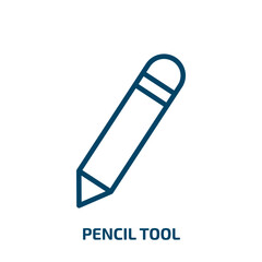Poster - pencil tool icon from tools and utensils collection. Thin linear pencil tool, pencil, ruler outline icon isolated on white background. Line vector pencil tool sign, symbol for web and mobile