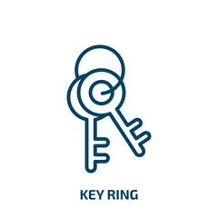 Poster - key ring icon from tools and utensils collection. Thin linear key ring, ring, key outline icon isolated on white background. Line vector key ring sign, symbol for web and mobile