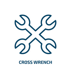 Poster - cross wrench icon from tools and utensils collection. Thin linear cross wrench, tool, wrench outline icon isolated on white background. Line vector cross wrench sign, symbol for web and mobile