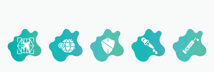 Poster - filled icons set. flat icons such as website, antivirus, dropper, vaccine, scan icon collection. can be used web and mobile.