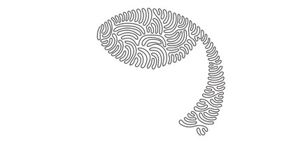 Poster - animated self drawing of continuous one line draw flat crescent badge icon. black geometric shape. t