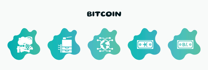 Poster - bitcoin filled icons set. flat icons such as copy hine, connector, kip, balboa, cloud mining icon collection. can be used web and mobile.