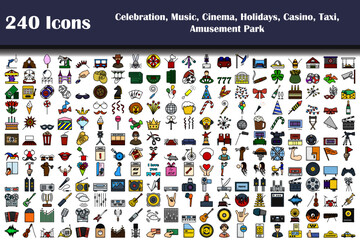 Canvas Print - 240 Icons Of Celebration, Music, Cinema, Holidays, Casino, Taxi, Amusement Park