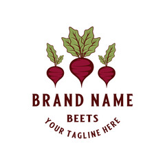 beet logo design concept. vintage three beets lined inside the frame, perfect for beet vegetable breeding as well as agriculture.