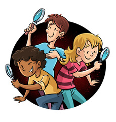 Wall Mural - Illustration of detective kids with magnifying glass