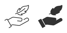 Feather In Hand Icon. Lightweight Icon. Vector Illustration.