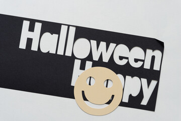 Canvas Print - smiley on top of a stencil with halloween greeting