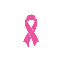 Pink Ribbon, Breast Cancer Awareness Symbol, Isolated On White, Vector  Illustration