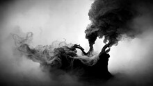 Abstract Smoke In Black And White Background, Digital Art, Halloween Concept