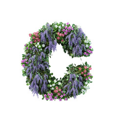 Wall Mural - 3d rendering of vertical flower garden alphabet	