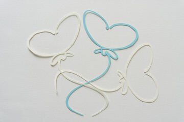 Sticker - paper heart shape silhouette balloon in blue and ivory