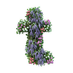 Fototapete - 3d rendering of vertical flower garden alphabet	