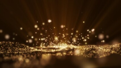 Wall Mural - Yellow gold light ray shine glow particle abstract background.