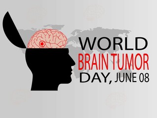 World Brain Tumor Day on June 8 with earth map background