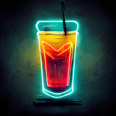 Wall Mural - Neon Light Drinks Shiny Nightclub Pub Bar Decoration Print