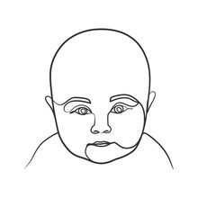 Continuous Line Art Drawing Illustration Of Baby