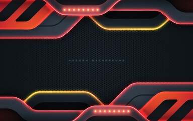 Wall Mural - black dimension modern background with yellow and orange light effect