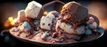 Closeup Of  Cookie And Cream Flavor Of Ice Cream , Illustation