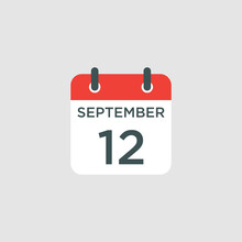 Calendar - September 12 Icon Illustration Isolated Vector Sign Symbol