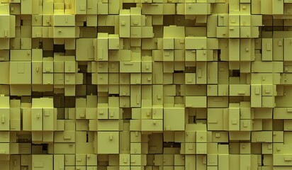 Leinwandbilder - 3D rendering. Volumetric composition of parallelepipeds of different sizes in a warm shade. Background and texture