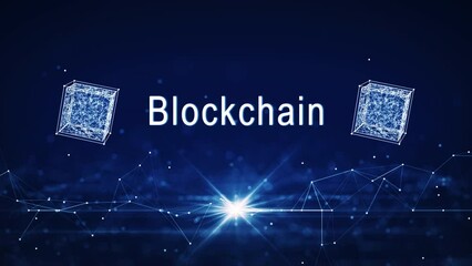 Sticker - blockchain technology concept or decentralized storage digital currency. the white blockchain letter