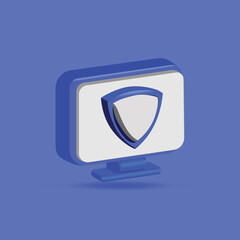 Poster - 3d monitor with security shield design vector