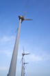 Row wind turbines by the Aegean Sea Canakkale, Bozcaada in Turkey