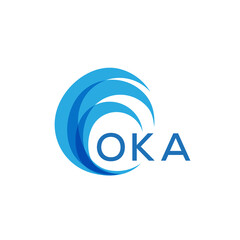 Wall Mural - OKA letter logo. OKA blue image on white background. OKA Monogram logo design for entrepreneur and business. OKA best icon.
